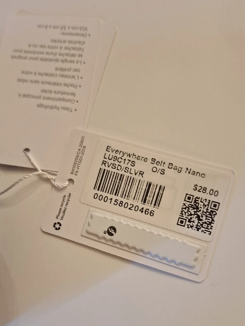 Lululemon Everwhere Belt Bag Nano Color Rvsd/slvr